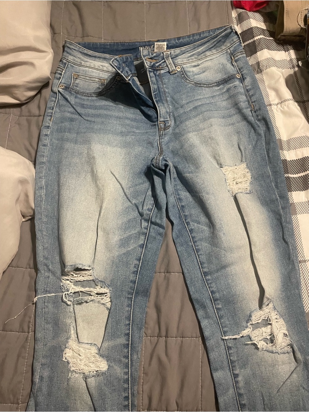 Maurices Light Blue Distressed Skinny Jeans
